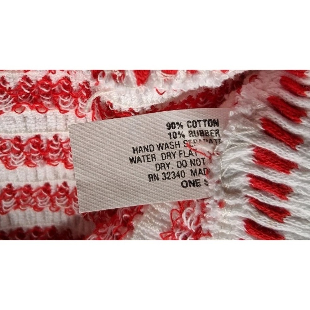 Vtg Red White Striped Tube Top Ruched Cotton Knit Bandeau One Size 1980's NOS - Picture 3 of 3